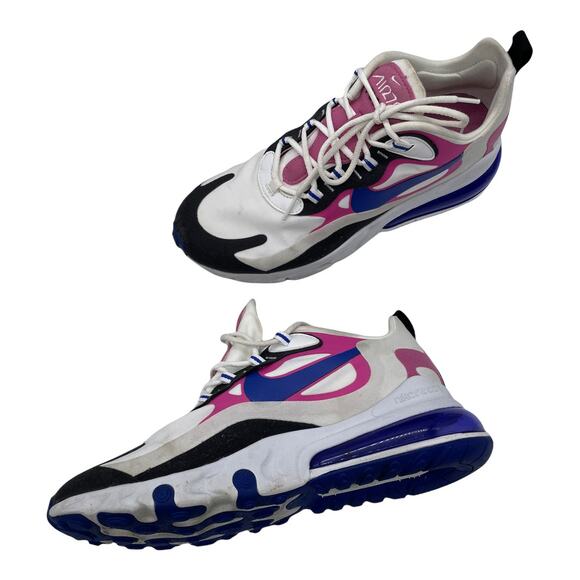 Nike Women's Air Max 270 React - White Fuchsia Blue - 9 - Picture 11 of 12